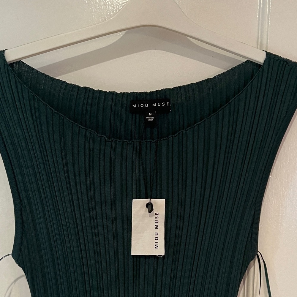Green Ribbed Women's Dress